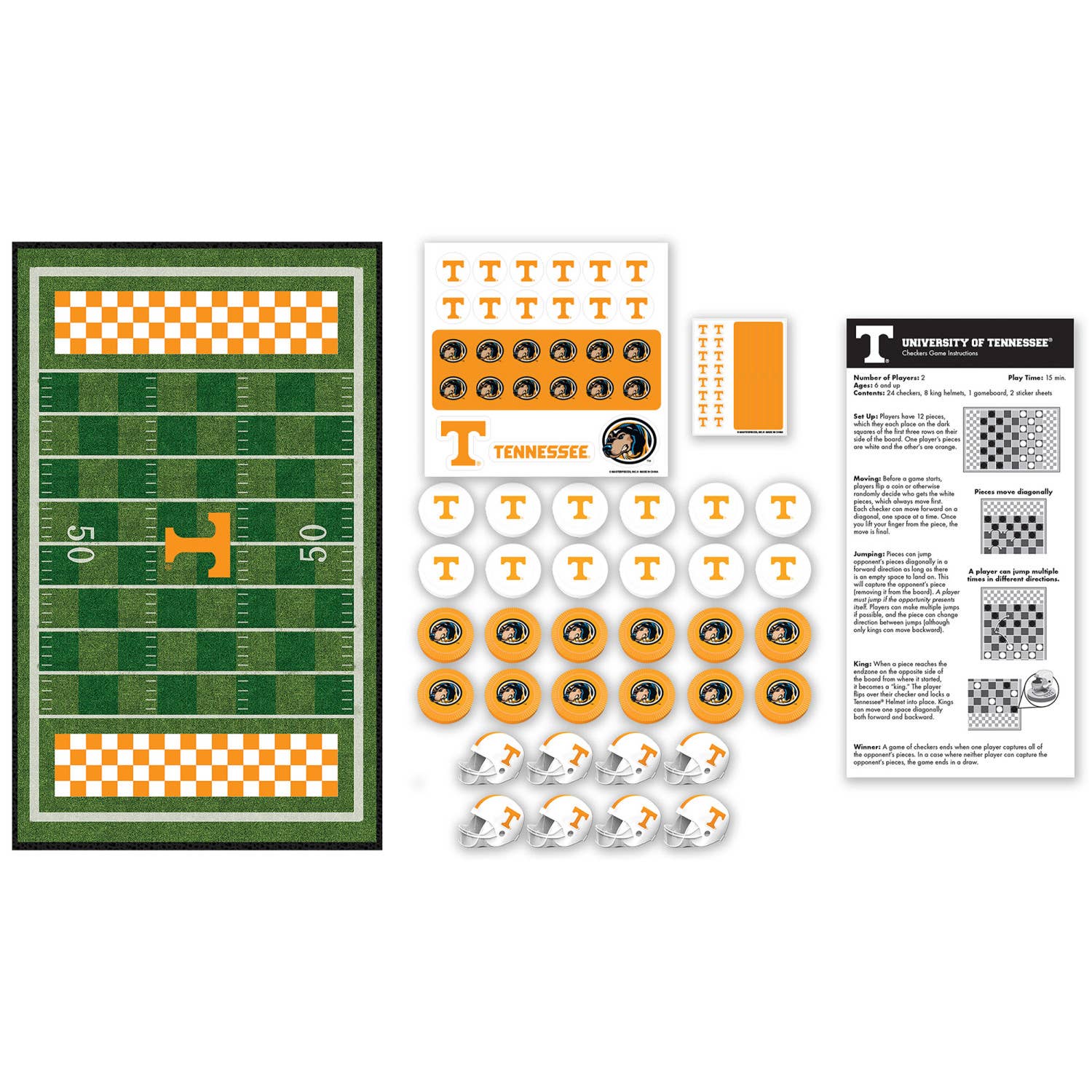 Masterpieces Puzzles - Wholesale Board Game - Tennessee Volunteers Checkers Board Game1