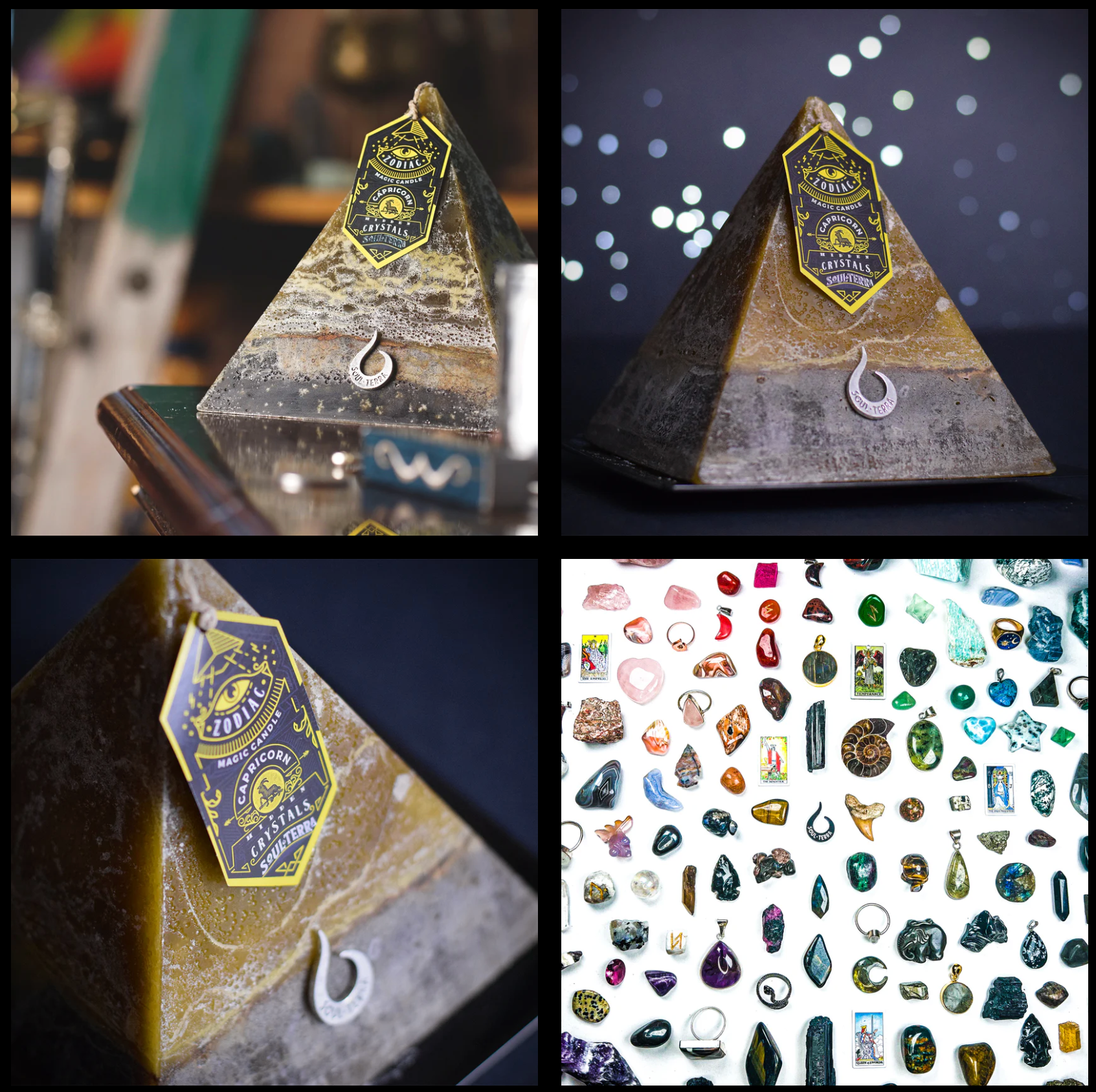 Soul-Terra - Venta al por mayor Velas de diseño llamativo - Set completo de 12 velas zodiacales con cristales ocultos - Soul-Terra12