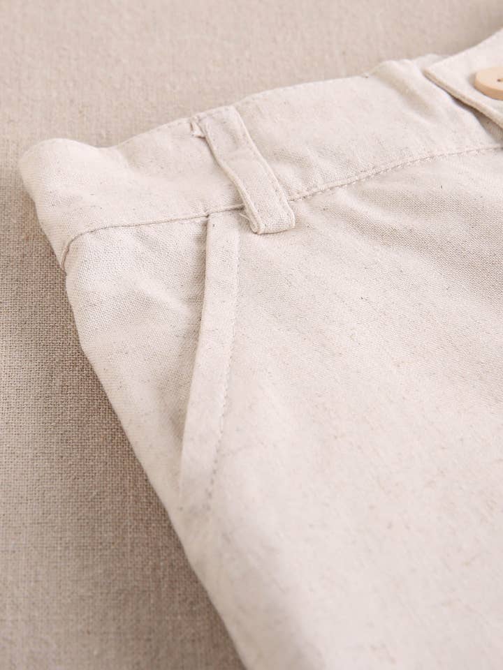 Dadati - Wholesale Suit - Kids - Light mottled brown linen boy's Bermuda shorts