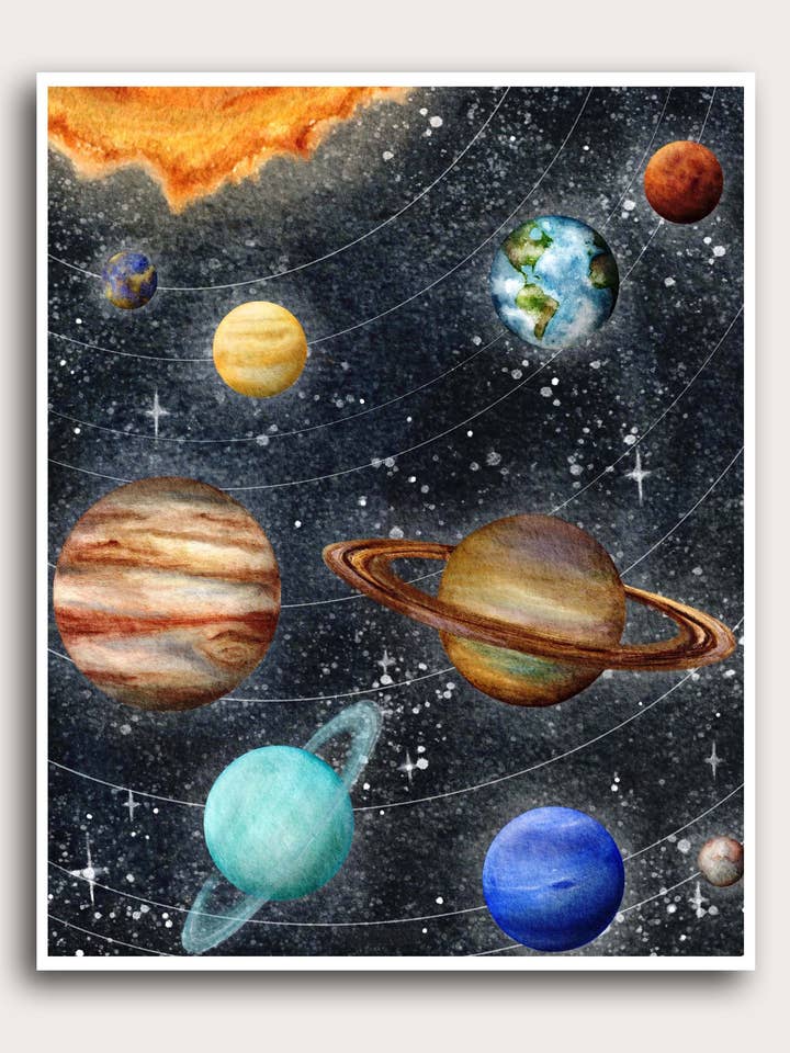 Impresión artística del sistema solar para venta al por mayor de Stephanie Hathaway Designs