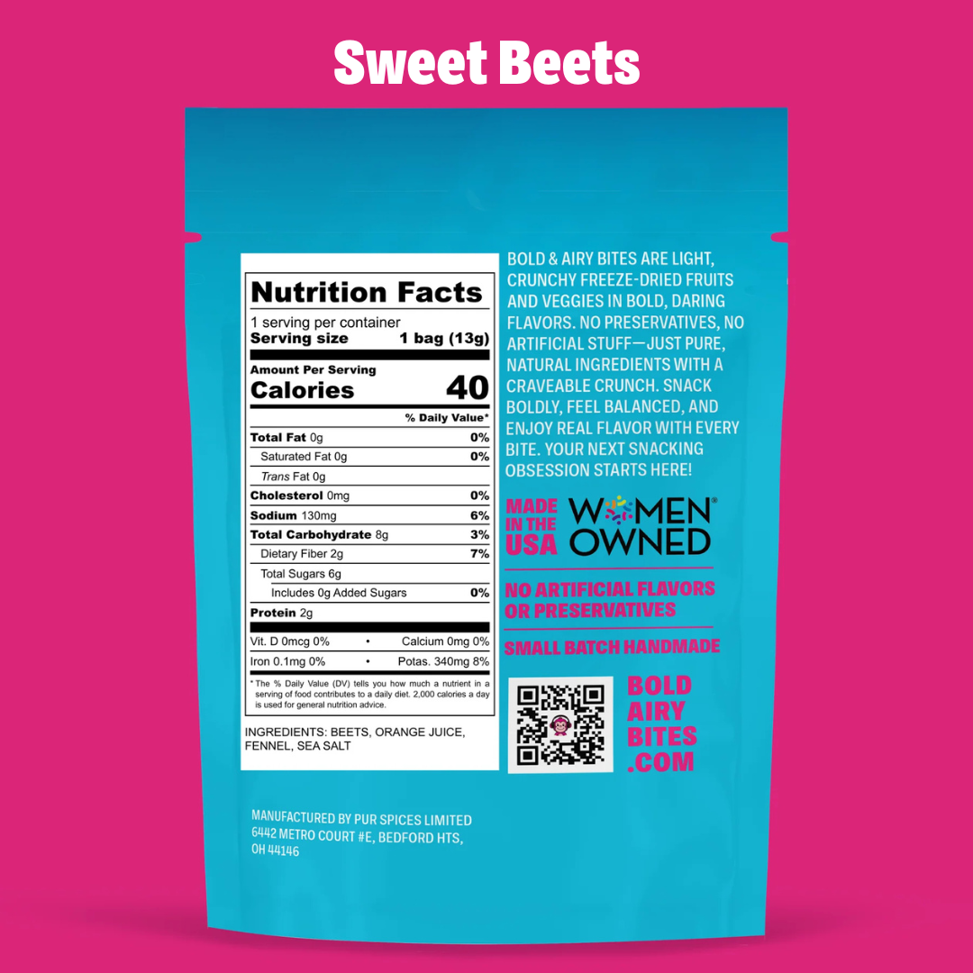 PUR Spices - Wholesale Fruit Snacks - Bold & Airy Bites - Sweet Beets Freeze Dried Snacks1