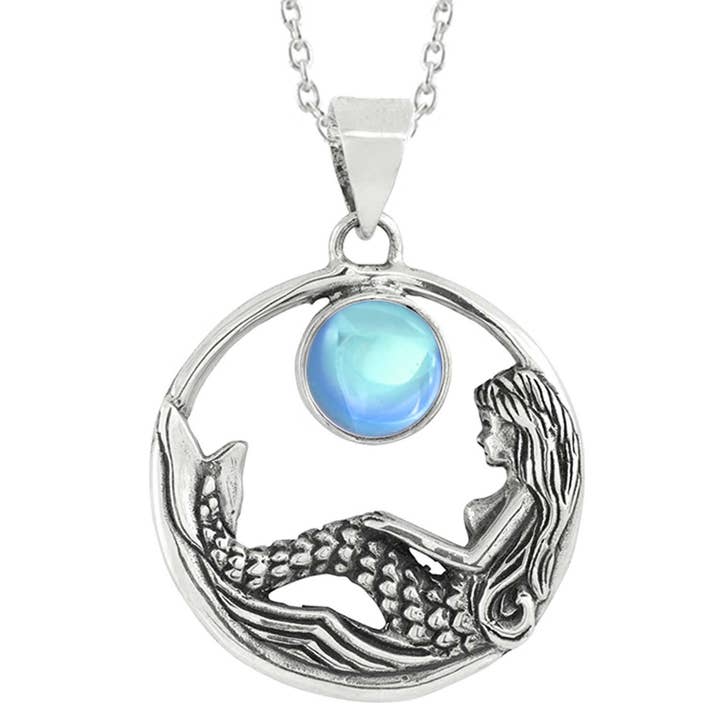 LeightWorks - Venta al por mayor Collares con colgantes/abalorios - Collar con colgante de sirena de plata de ley y cristal