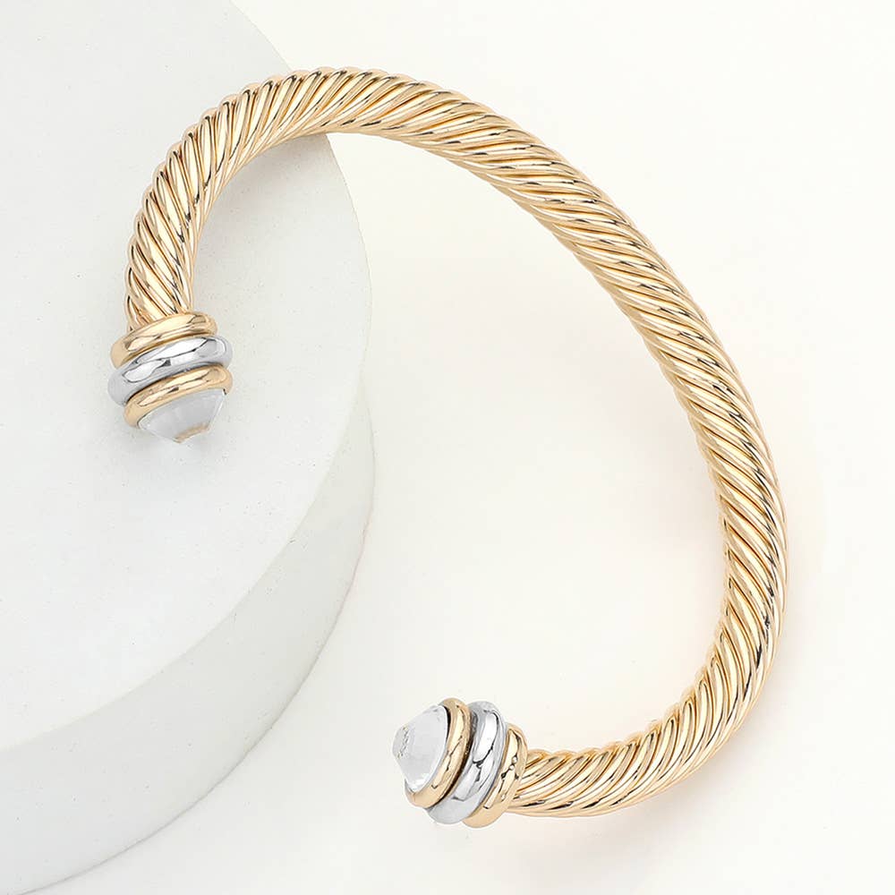 Sensibling Corp. - Wholesale Cuff Bracelet - Stone Tip Twisted Rope Cuff Bracelet
2