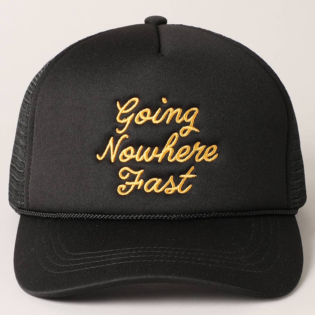 Fashion City – boné - Mulher por atacado – Chapéu de caminhoneiro em espuma de bordado rápido Going Nowhere3