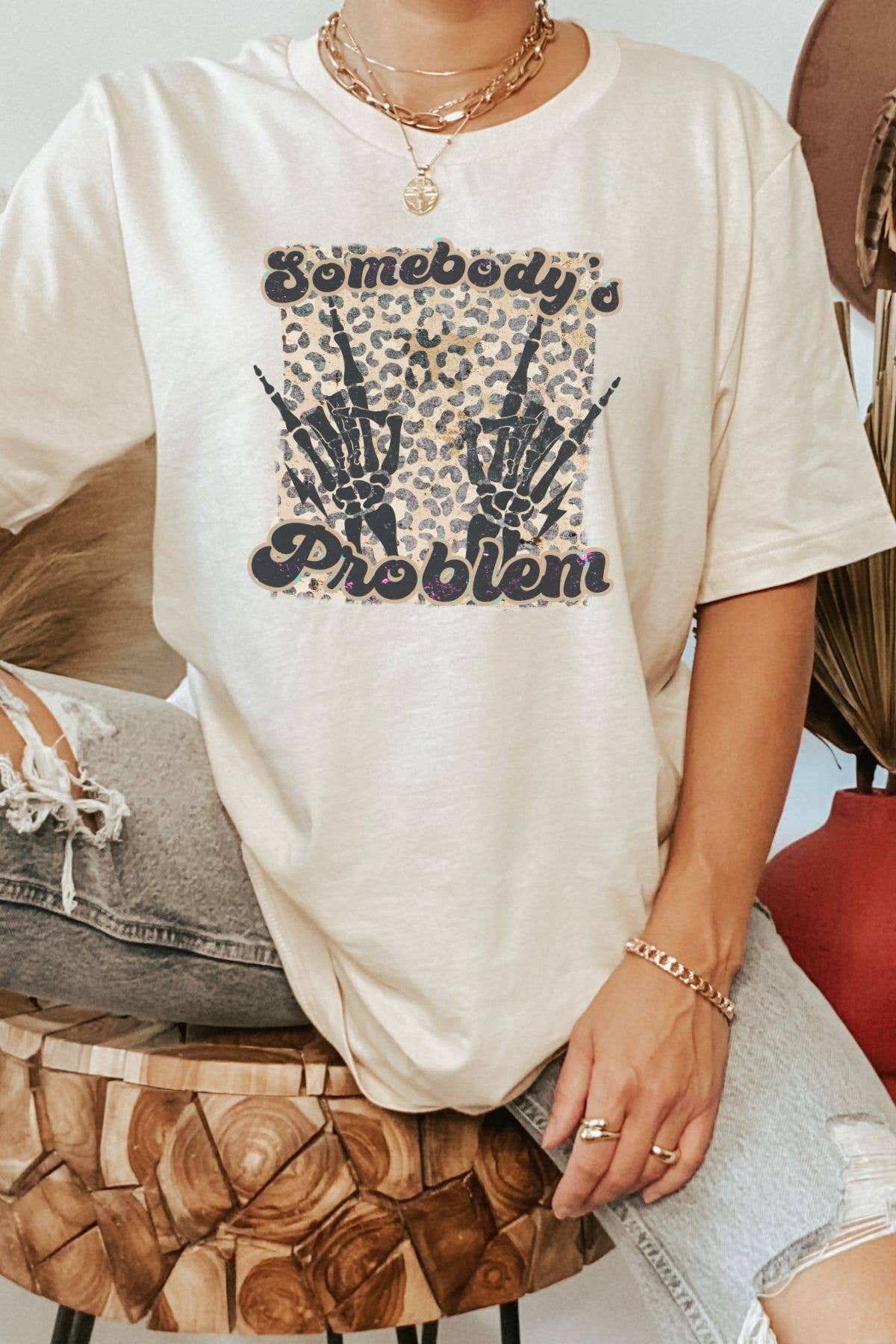 Bella Me - Vente T-shirt à imprimés – femme - T-shirt graphique Leopard Somebody Problem