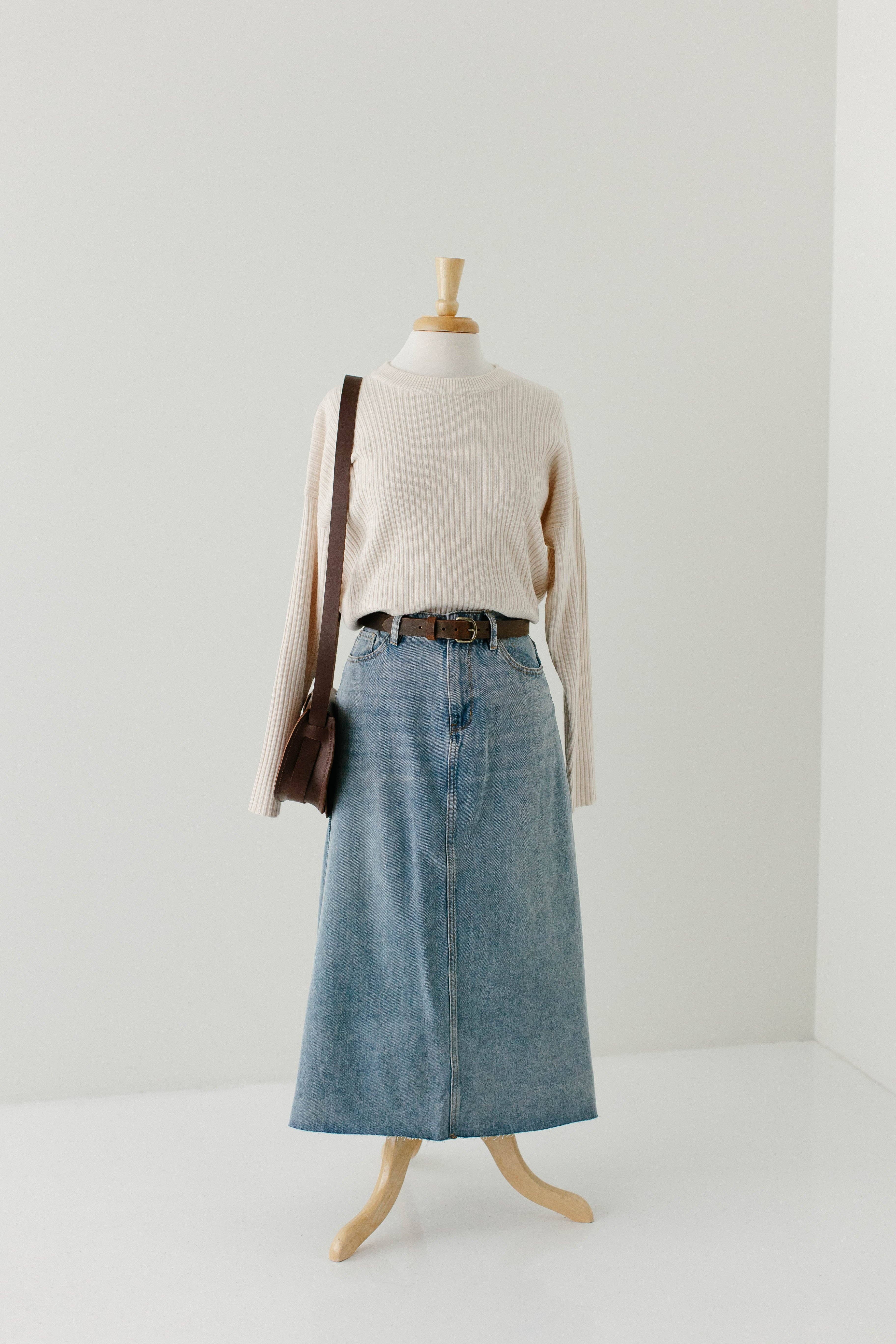 The Main Street Exchange - Wholesale Rok - Dames - 'Brooke' A-lijn denim midirok11