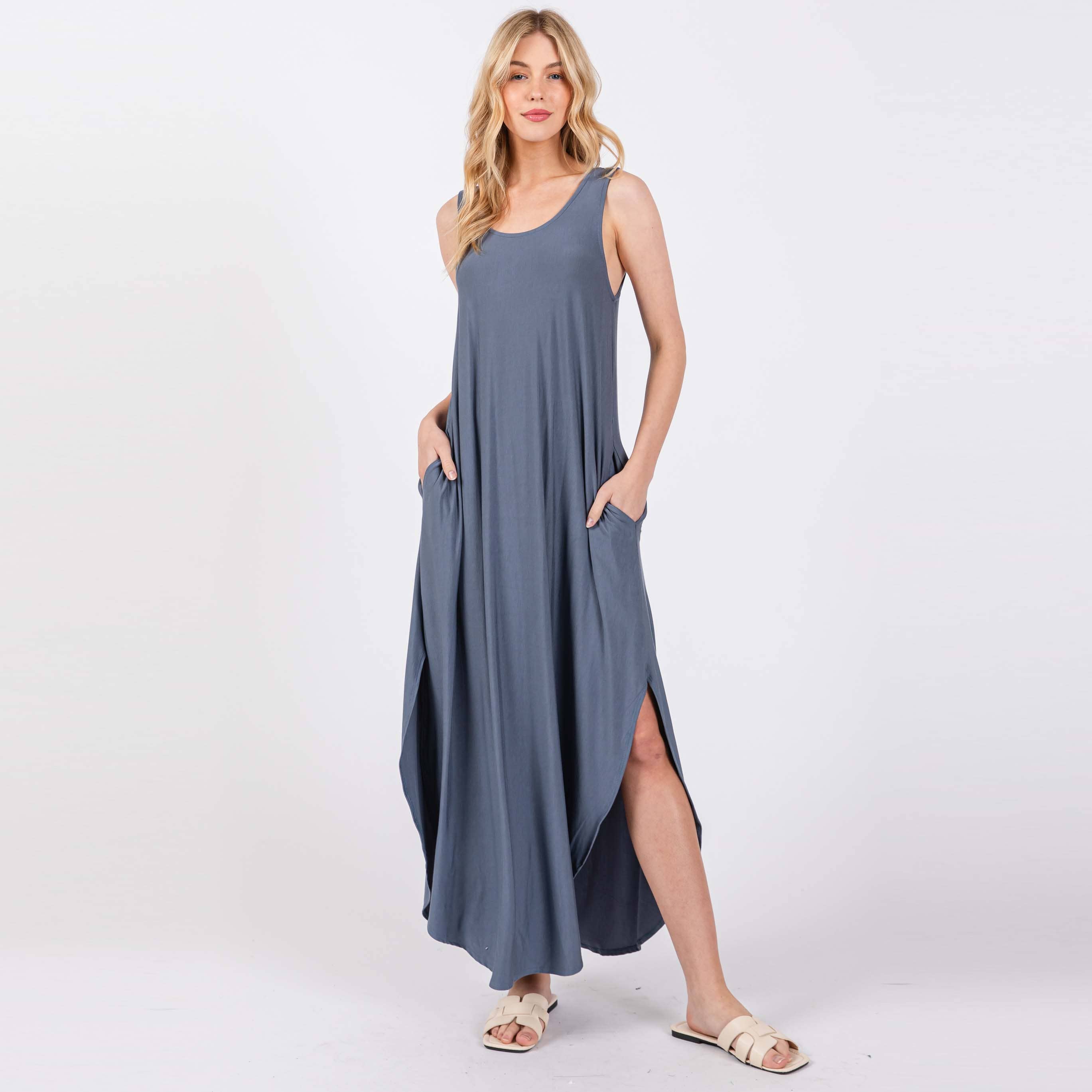 Final Touch - Wholesale Dress - Women's - Knit Tank Cross Back Maxi Dress16