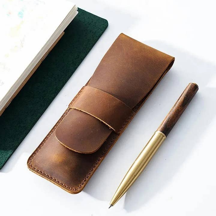 Leather Pen Holder | Handmade Leather Fountain Pen Pouch for wholesale by Wood Fountain Pens
