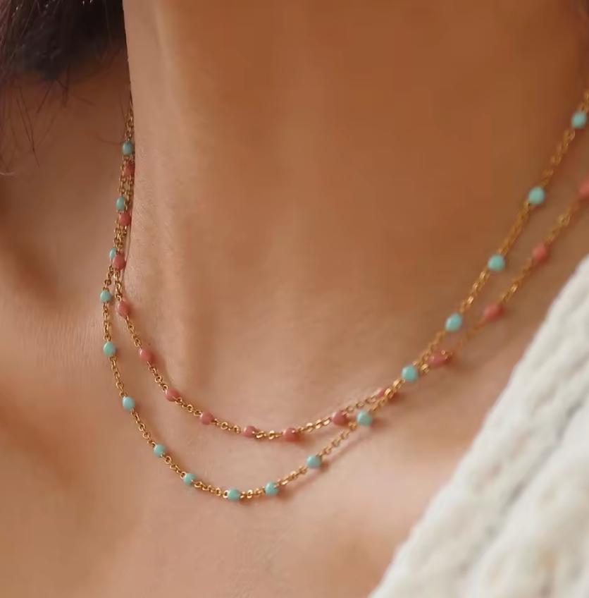 HoopLa - Wholesale Link & Chain Necklace - Candy Chain Enamel Steel Chain Necklace12