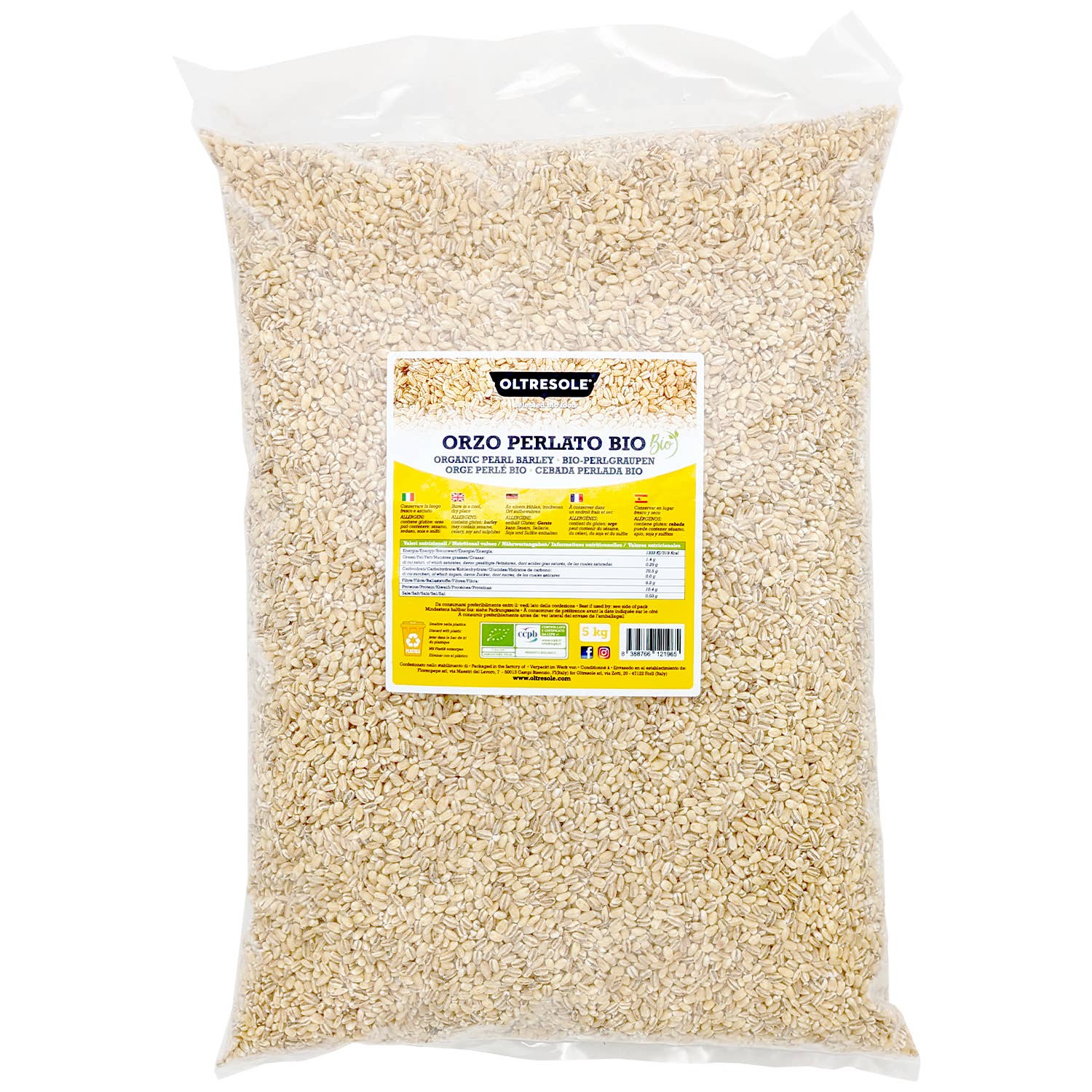 Oltresole - Wholesale Whole Grains - ORGANIC PEARL BARLEY 5 Kg0