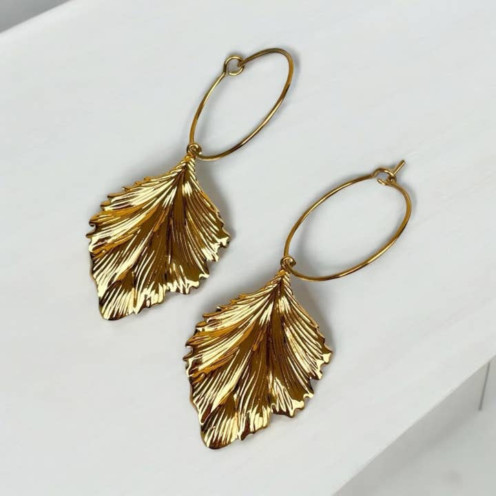 Golden Foliage Hoops - Øreringe med guldblad for engroshandel hos DUESTELLE ITALIA