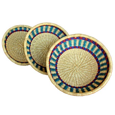 African Market Baskets - Vente Plateaux décoratifs - Paniers Bolga Africains : Ensemble de Plateaux à Fruits Sans Poignée (G-153)5