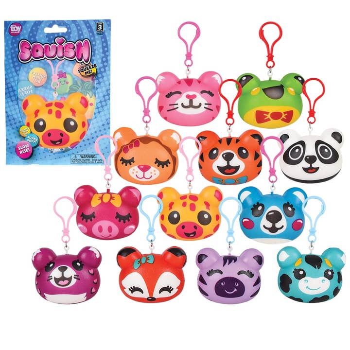 MOCHILA SQUISH ANIMAL CLIP SURTIDO DE 3 PULGADAS LLB para venta al por mayor de La Luna Bella - Toys