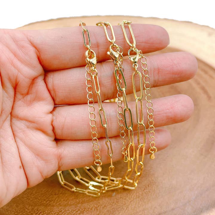 Beads Creation - Vente Collier maille et chaîne - Chaîne à maillons en trombone, collier à trombones rempli d'or CH2550