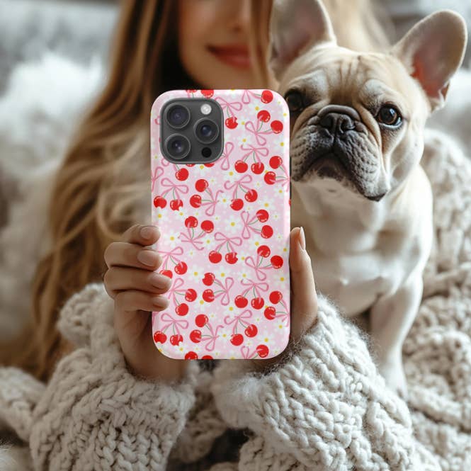 Velvet Moon - Wholesale Phone Case - Women's - Cherry Print Retro iPhone, Samsung Phone Case 2