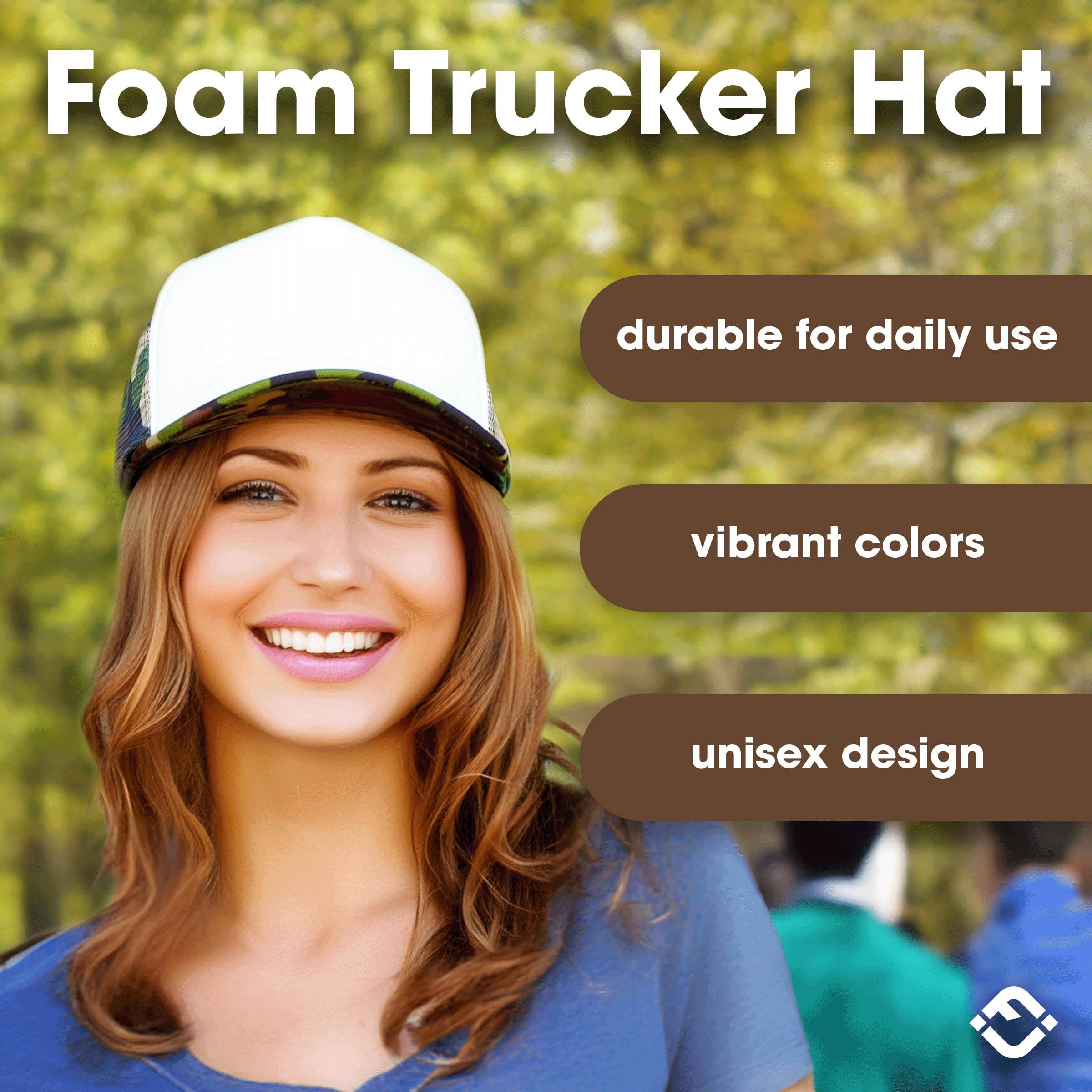 Funky Junque - Vente Casquette de camionneur – unisexe - Casquette de camionneur Snapback en mousse - Blanc/Camo5