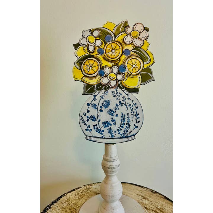 The Happy Butterfly - Wholesale Decorative Tabletop Object - Seasonal & Everyday Topper: Lemons & Chinoiserie