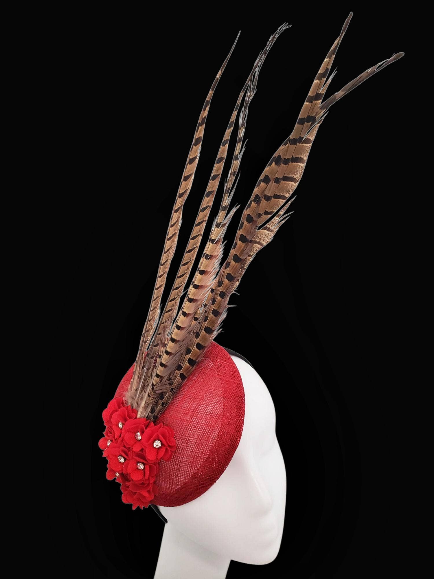 Rehoboth Hats - Wholesale Fascinator Hat - Women's - Sinamay Pillbox Hat with Pheasant Feathers for Events0