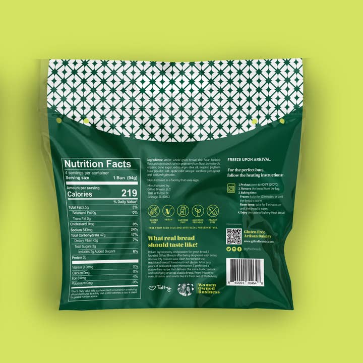 Gifted Breads - Wholesale Bread/Tortilla - Gluten-Free & Plant Based Breads - Bun (Allergy-Friendly)