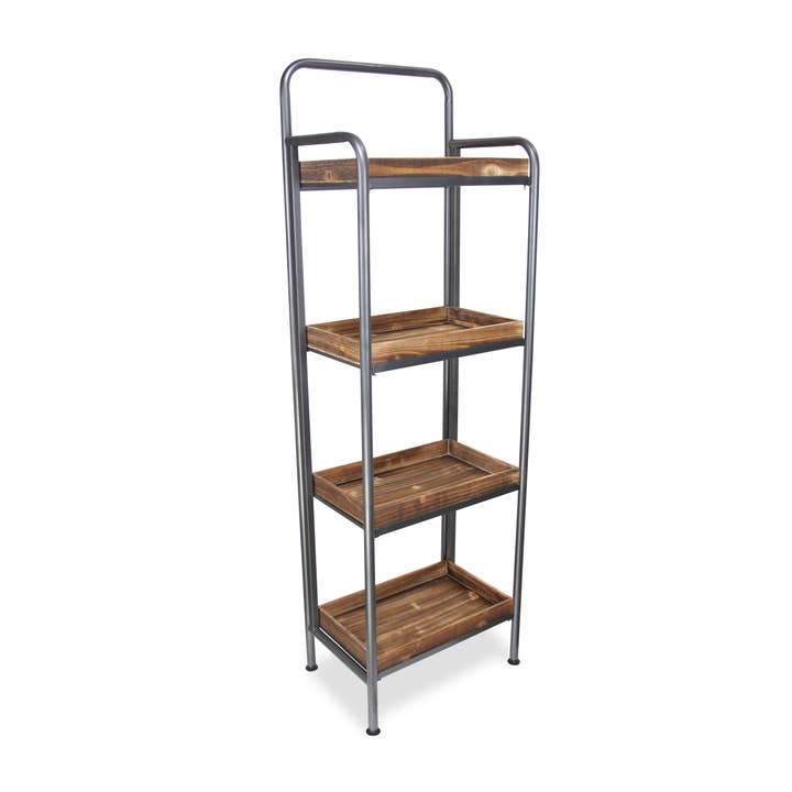 Cheungs Home Decor - Wholesale Free Standing Shelf - Gossam 4 Tier Metal Framed Wood Shelf