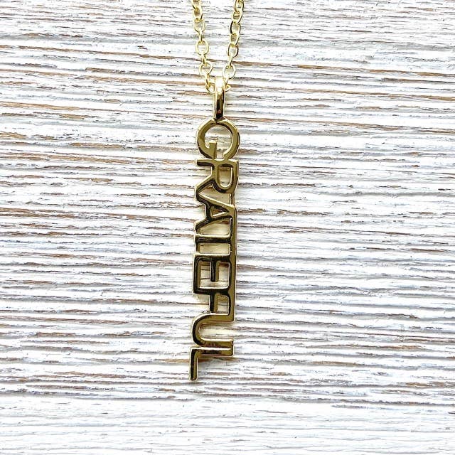 Collar agradecido joyería delicada collar de palabra de oro para venta al por mayor de VB&CO Designs Handmade Jewelry