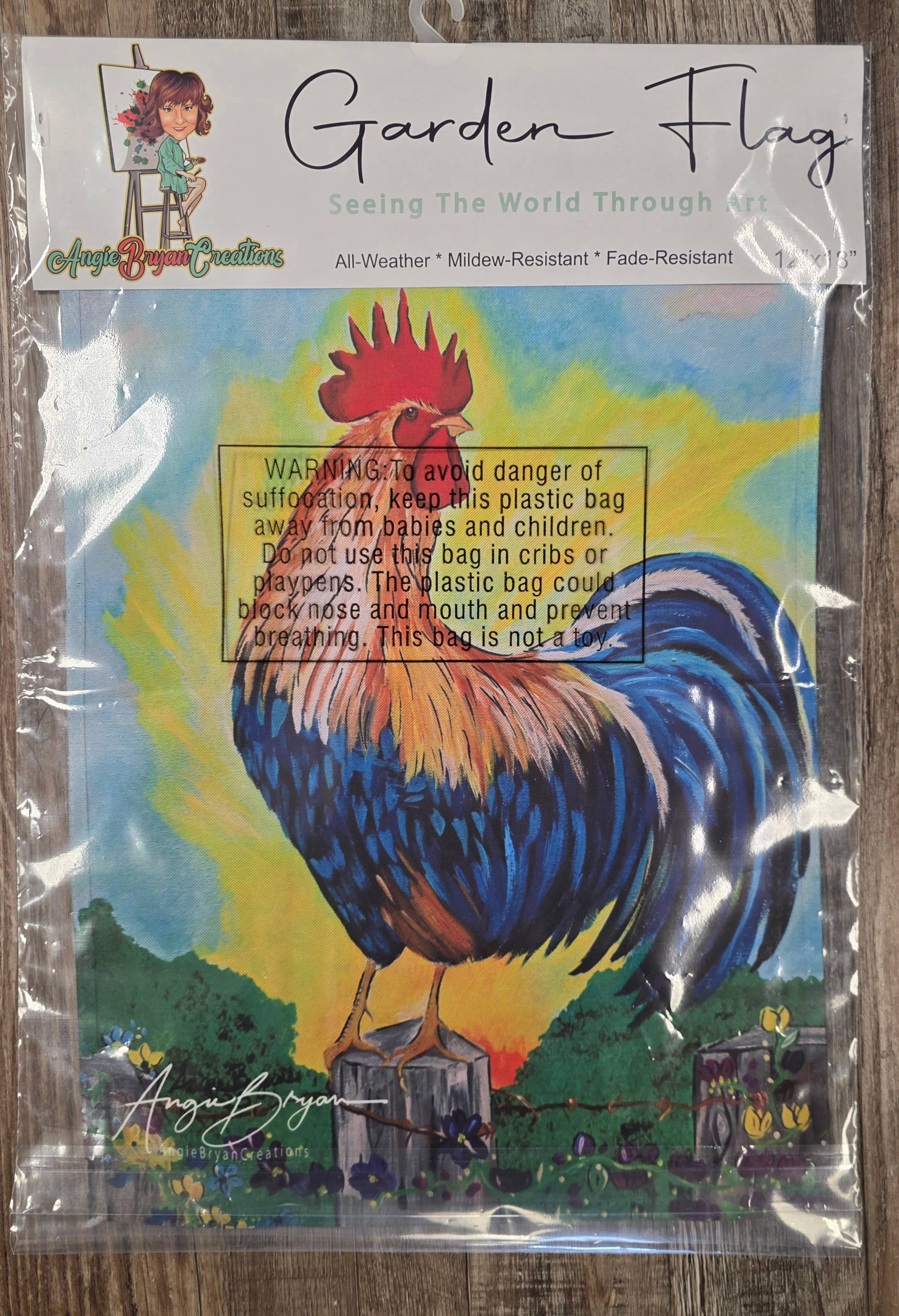 Angie Bryan Creations - Wholesale Flag - Rooster Garden Flag1