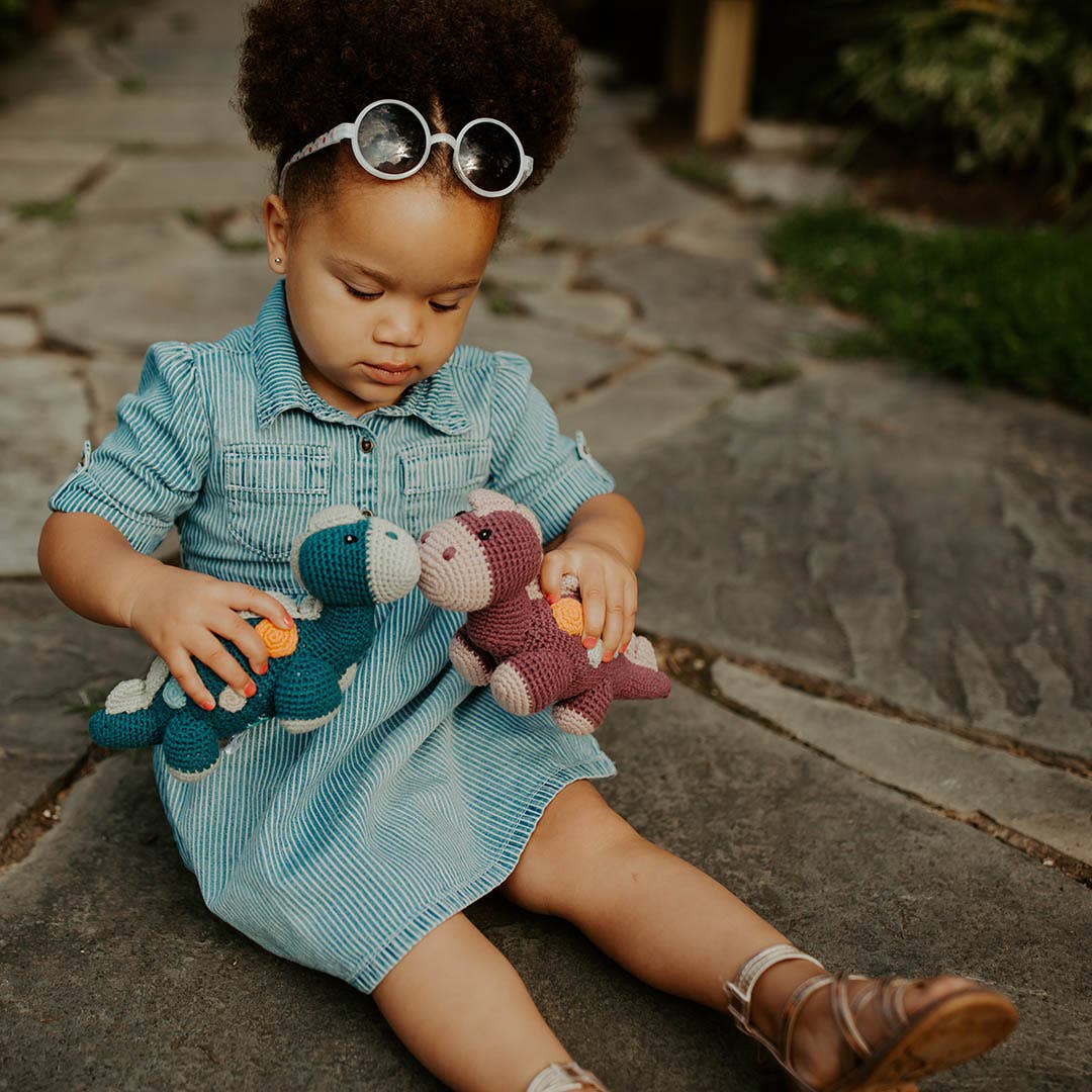 Pebble - Wholesale Stuffed/Plush Toy - Kids & Baby - Stegosaurus Plush Dino Rattle - Petrol Blue4