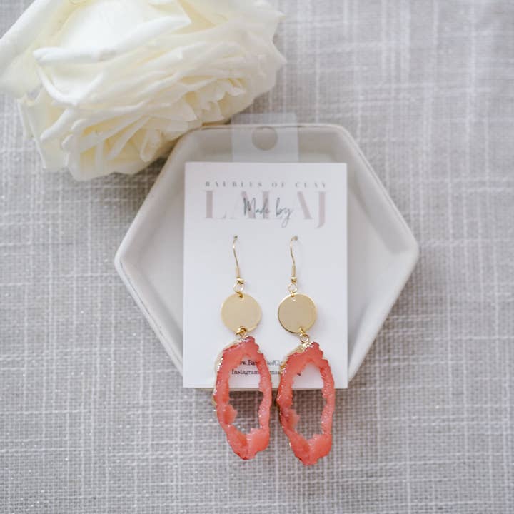 LEVY Boutique - Wholesale Dangle Earrings - Druzy Drops, Pink