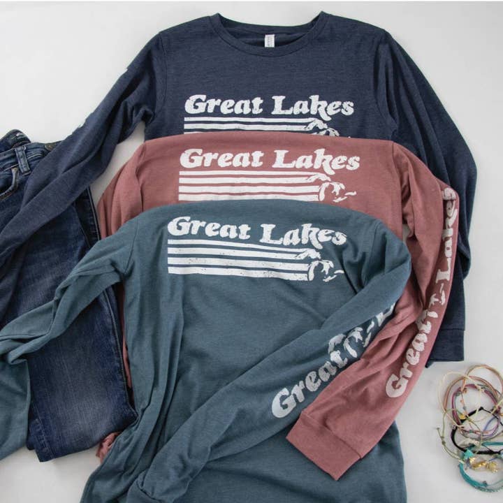 Great Lakes long sleeve tee for wholesale by MICHIGAN VIBES