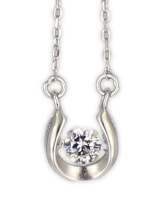 Janusch – wholesale Hänge-/berlockhalsband – Dancing Diamond hästsko-halsband i rodinerat 925 silver, 45 cm + 3,5 cm förlängning0