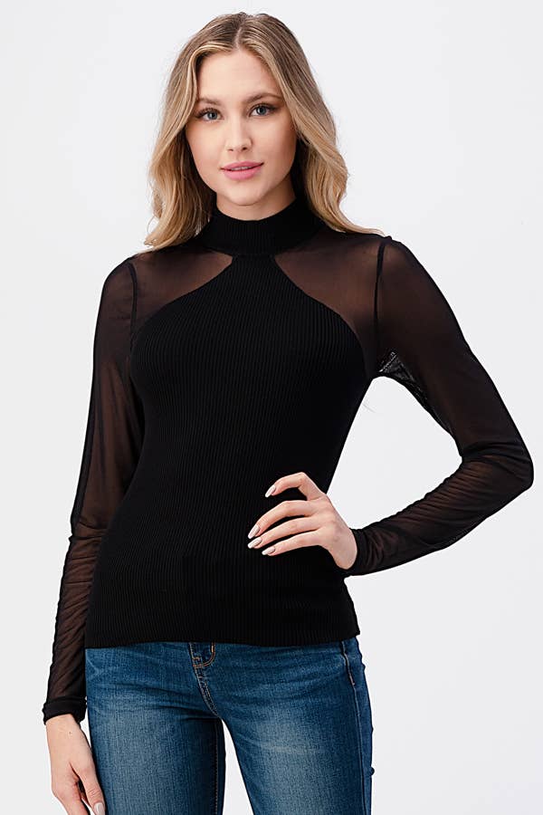 black Mesh Fitted Top for wholesale on Faire0