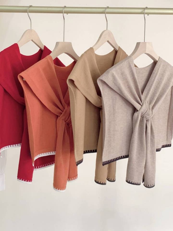 JC063354 Stilvoller Mini-Schulterüberwurf mit überkreuztem Schal für den Großhandel von JC Sunny Fashion