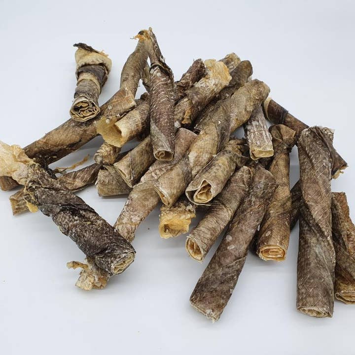 Blue's Colorado - Wholesale Pet Treats - Dog - Icelandic Codfish Skin Rolls - Bulk (Tickled Pet)1