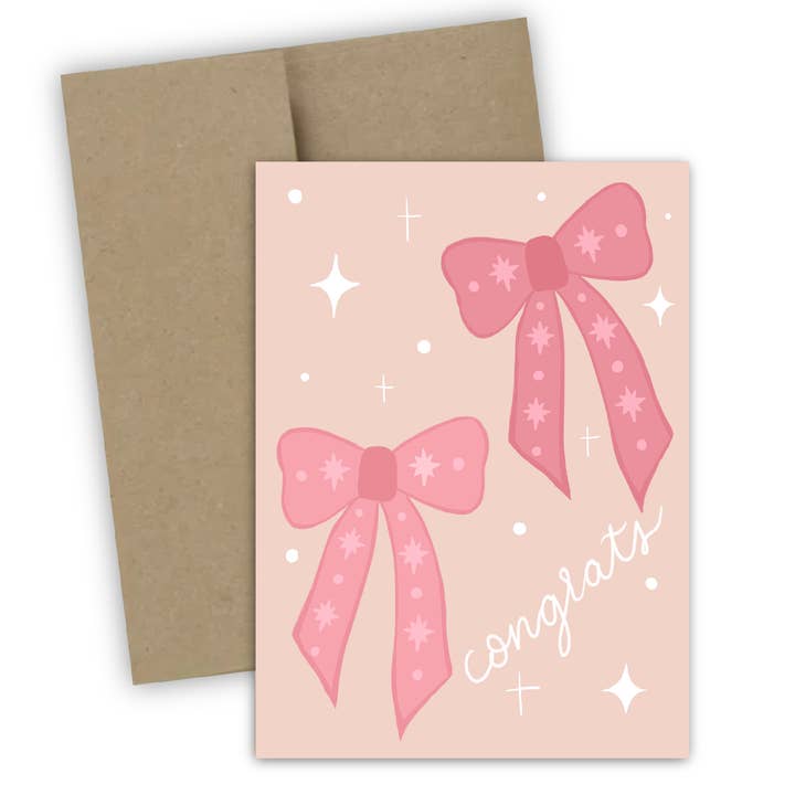 Coquette Bow Congrats Greeting Card for wholesale by Doohickle Designs