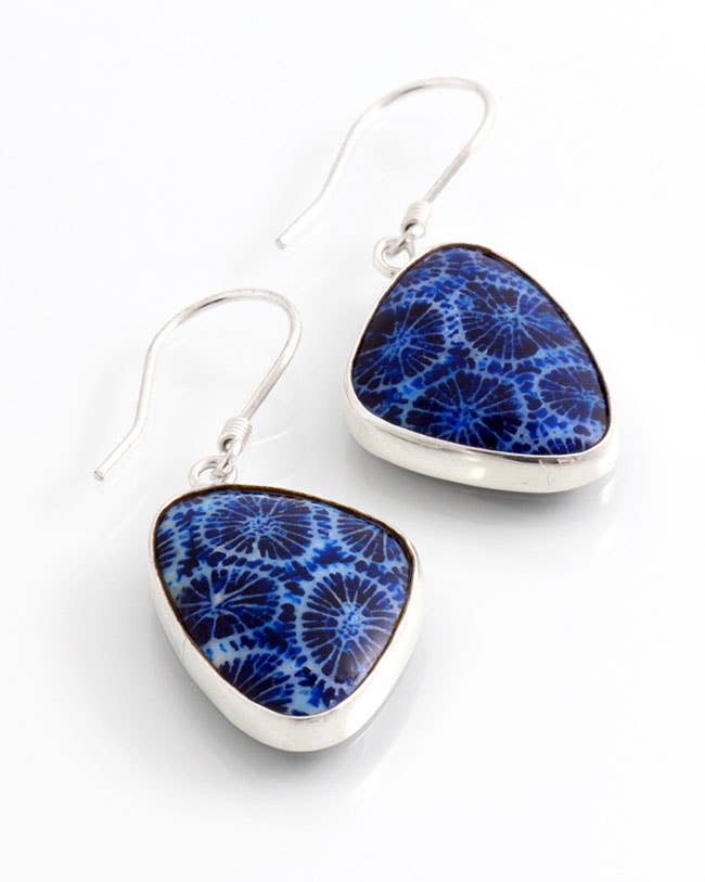 El Expreso de Oriente - Wholesale Dangle Earrings - Blue and Silver Sponge Uniform Earring