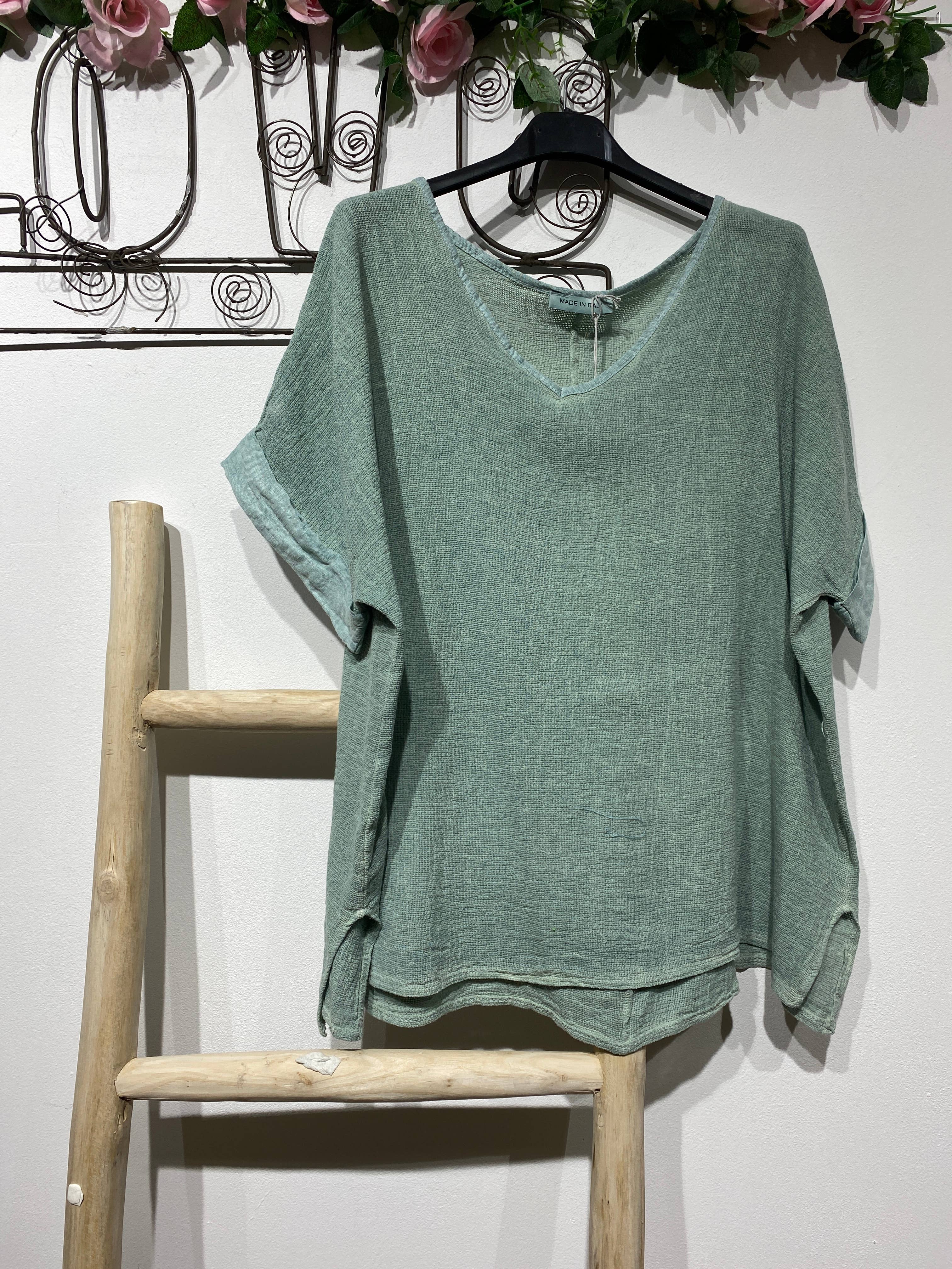 LINEN & COTTON HOUSE – Blusa - Mulher por atacado – Camisa de algodão e linho tamanho único37