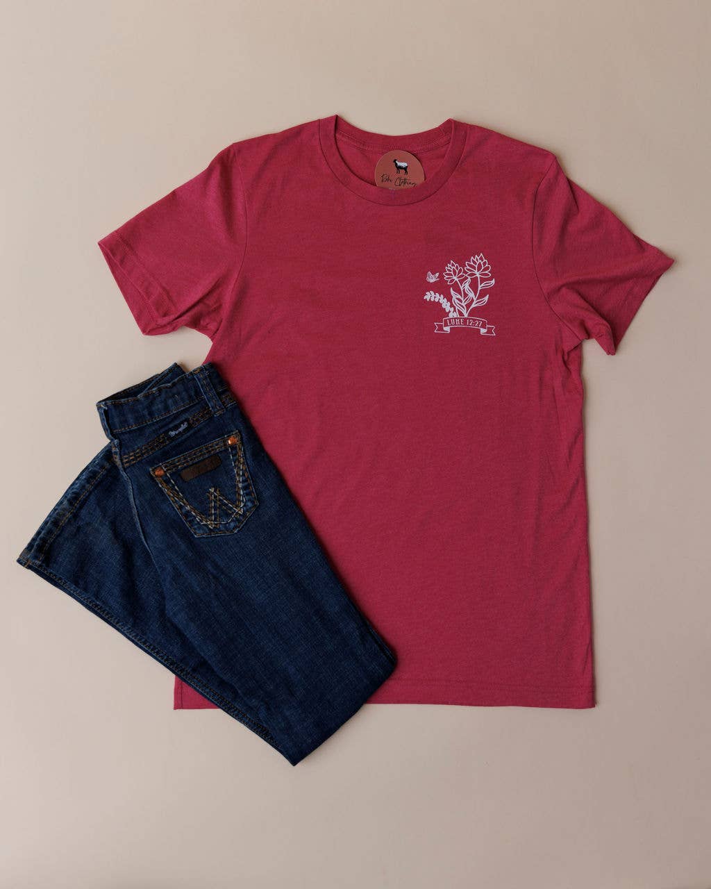 Rohi Clothing - Wholesale Screen Printed T-Shirt - Women's - Consider the Wildflowers Raspberry Tee2