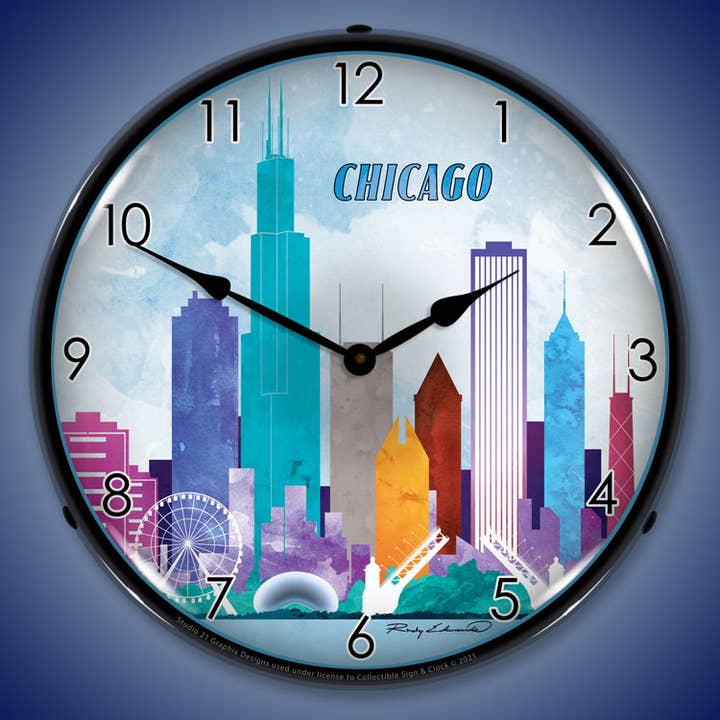 Chicago Skyline for wholesale by Collectable Sign and Clock LLC.