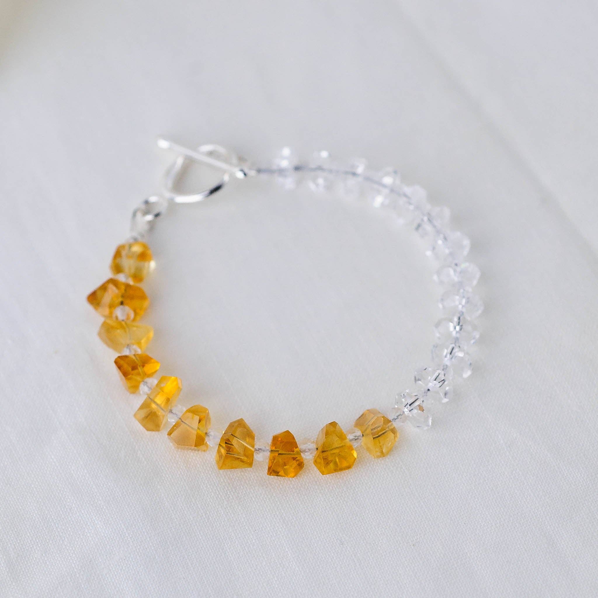 LoveGem Studio LLC - Wholesale Beaded Bracelet - Golden Abundance Bracelet – Premium Grade Citrine & Ice-Clear Quartz with Argentium Silver Toggle2
