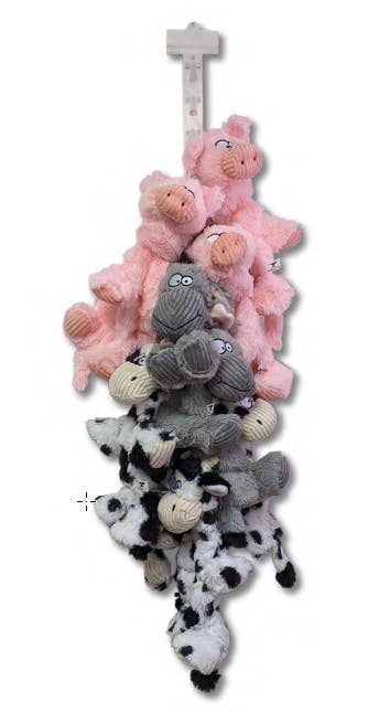 STEELDOG USA LLC - Wholesale Pet plush toy – Dog - 12 pc Barnyard Buddies Clip Strip