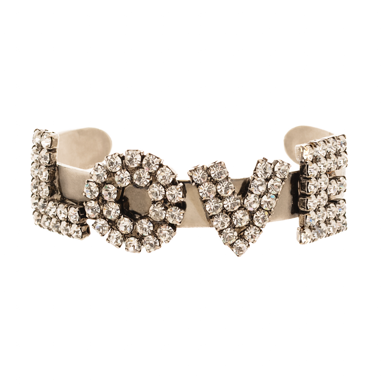 TOVA – Großhandel Manschettenarmband – Mini LA LA LOVE Armreif in Antiksilber / Klar0