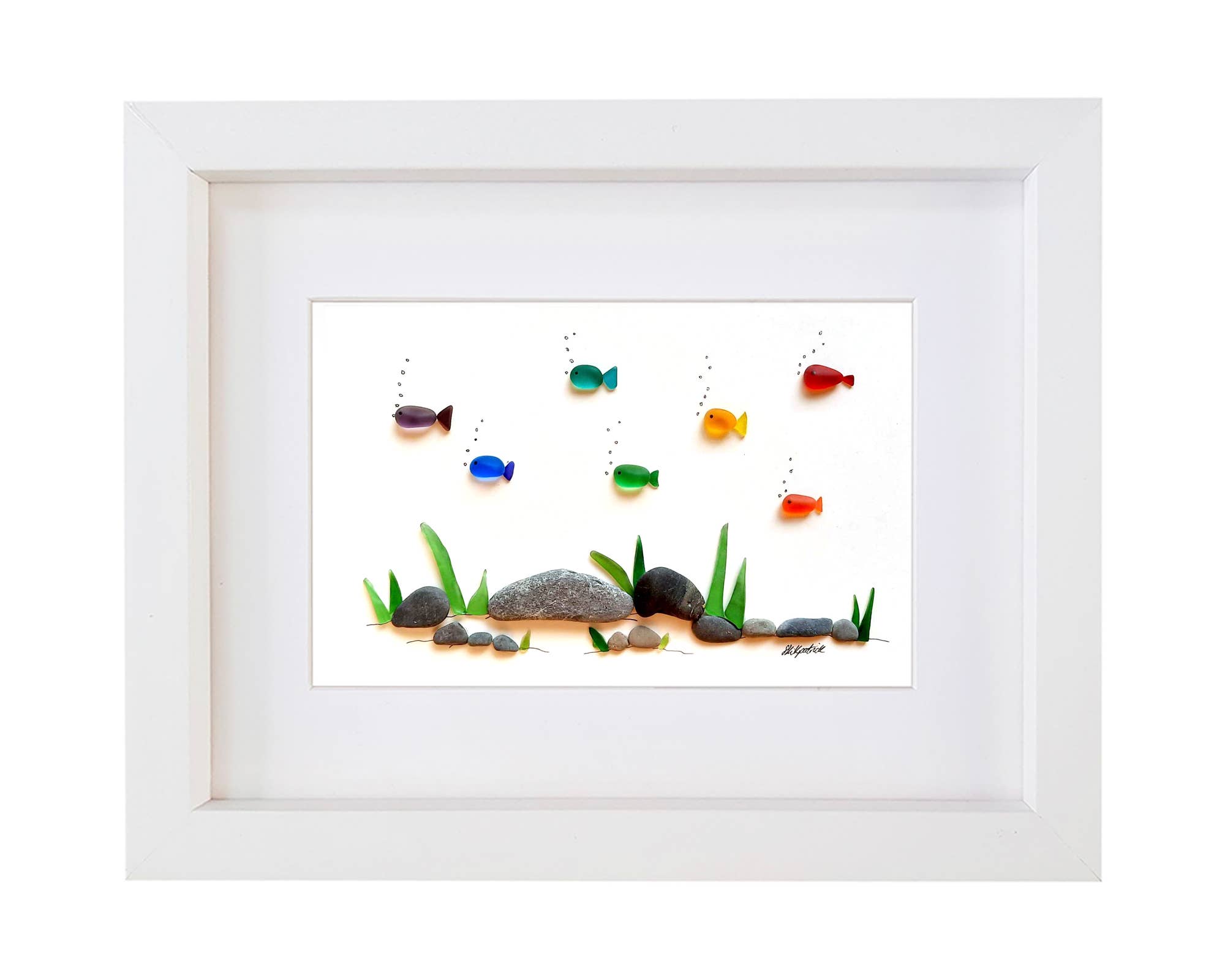 UrchinArtworks – Arte de parede dimensional/3D por atacado – Arco-íris Peixe Mar Vidro de Mar Imagem de Parede Arte Decoração2