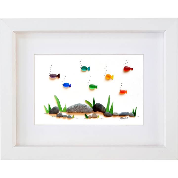 UrchinArtworks - Wholesale Wall Accent - Rainbow Fish Sea Glass Picture Wall Art Decor2