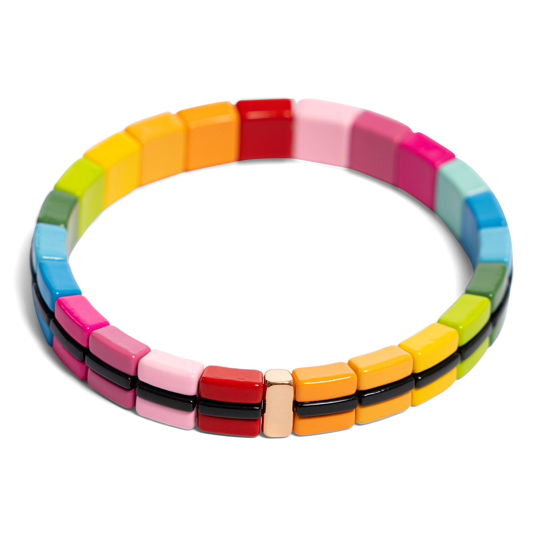 Malibu Sugar - Wholesale Armband met kralen - Zwarte en neonarmbanden met regenboogtegels voor tieners en vrouwen0