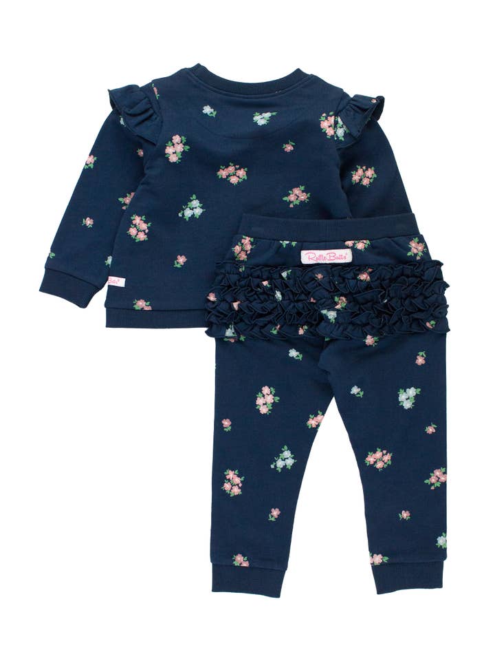 Blue Girls Ready To Bloom Ruffle Long Sleeve Jogger Set for wholesale on Faire