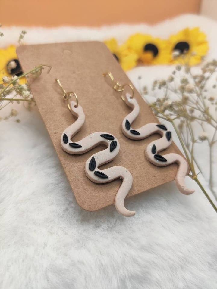 Beige Sparkly Snake Dangles for wholesale by Sunflowercrafty