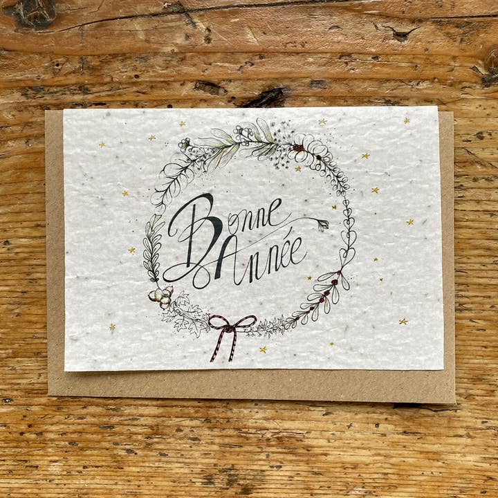 Seeded planting card “Happy New Year” for wholesale by Les cartes de Lulu
