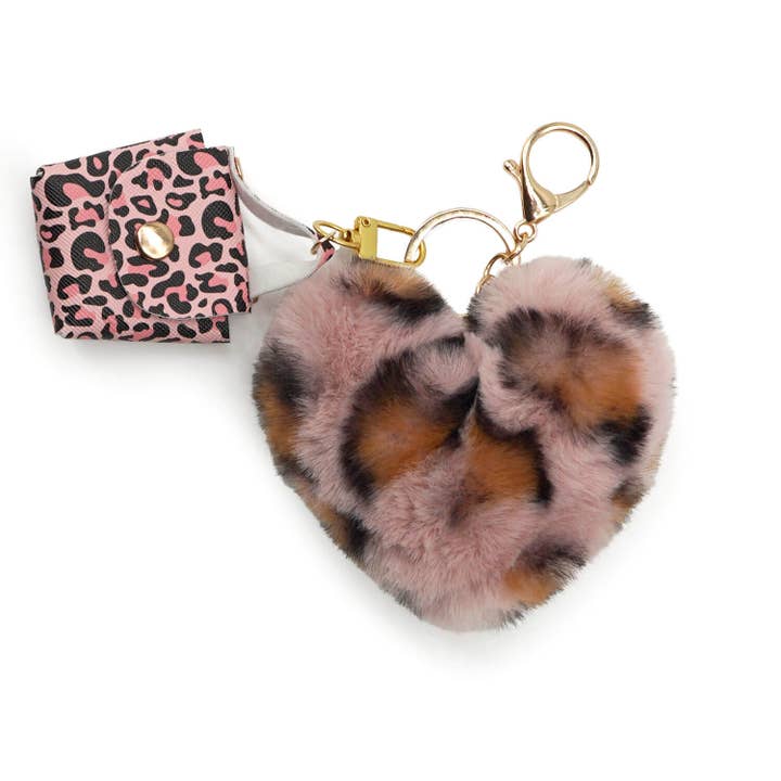 Nyckelring "plysch-hjärta" Leo rosa för wholesale av Mea-Living