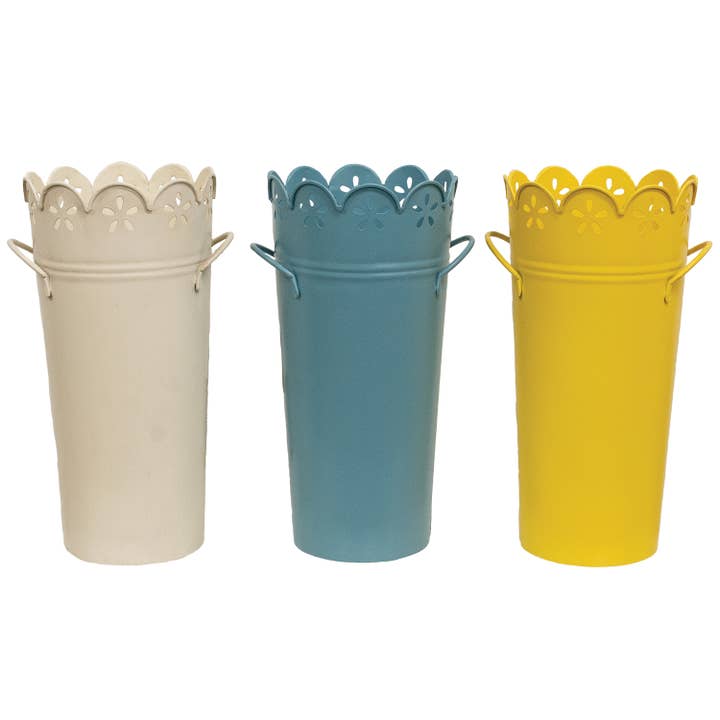 Metal Scalloped Flower Edge Planter - 3 Assorted for wholesale by Col House Designs