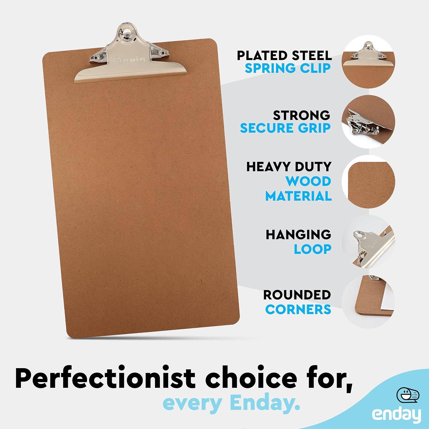enday - Wholesale Clipboard - Standard Size Hardboard Clipboard With Sturdy Spring Clip1